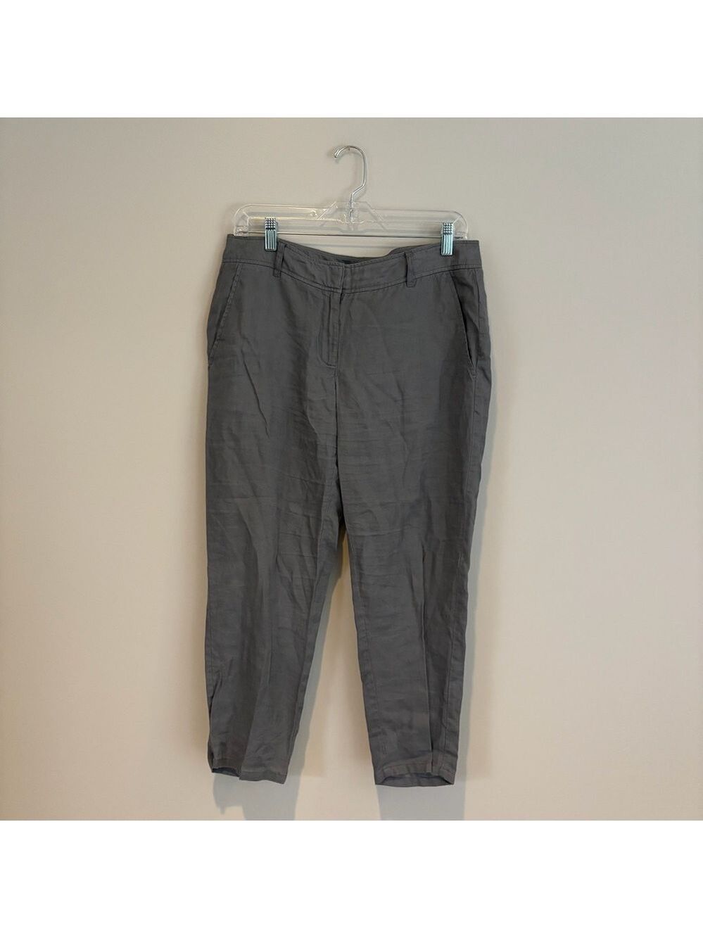 Eileen Fisher Women's 100% Organic Gray Linen Cropped Pants Size 6